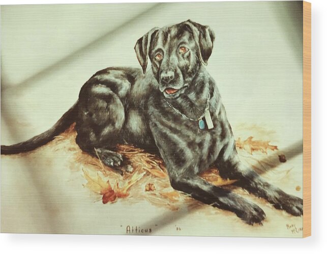 Black Lab Wood Print featuring the painting Atticus by ML McCormick