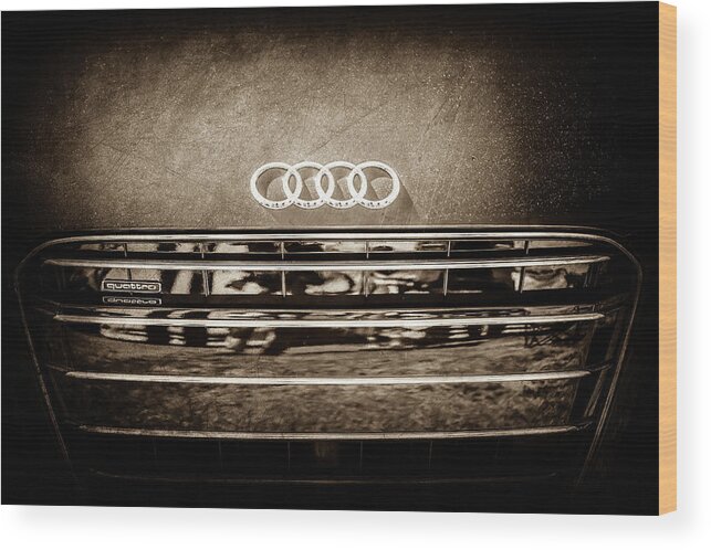 Audi Grille Emblem Wood Print featuring the photograph Audi Grille Emblem -2333s by Jill Reger