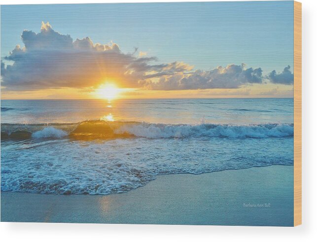 Obx Sunrise Wood Print featuring the photograph August 12 Nags Head, NC by Barbara Ann Bell