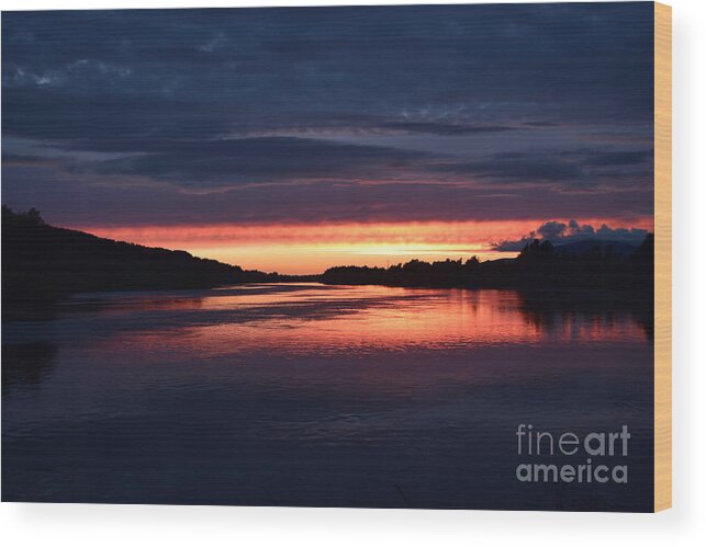 Sunset Wood Print featuring the photograph August sunset by Joe Cashin