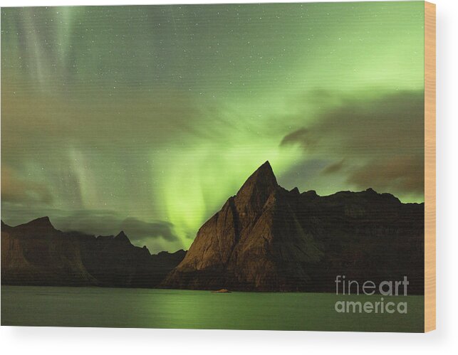 Norway Wood Print featuring the photograph Aurora Borealis In Norway 4 by Timothy Hacker