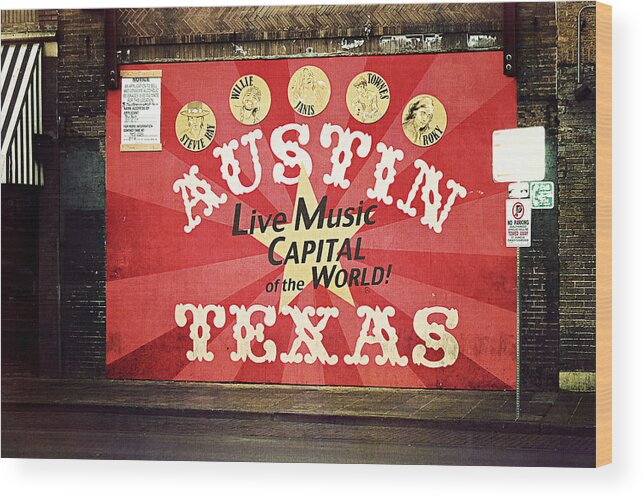 Austin Wood Print featuring the photograph Austin Live Music by Trish Mistric