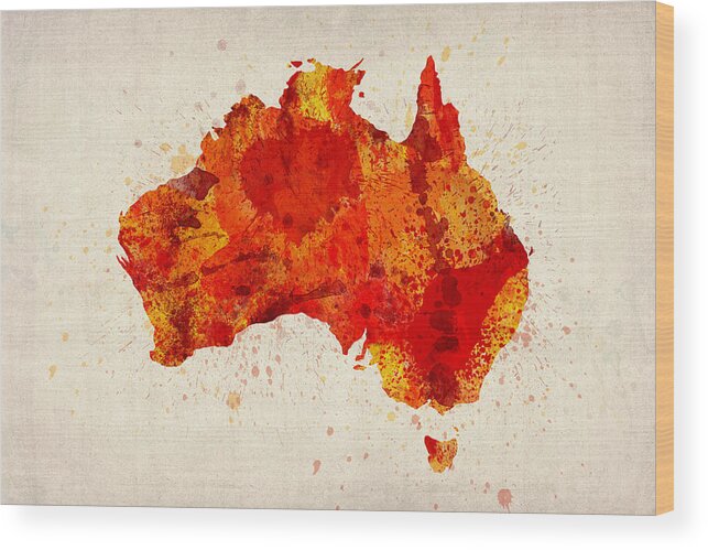 Australia Map Wood Print featuring the digital art Australia Watercolor Map Art Print by Michael Tompsett