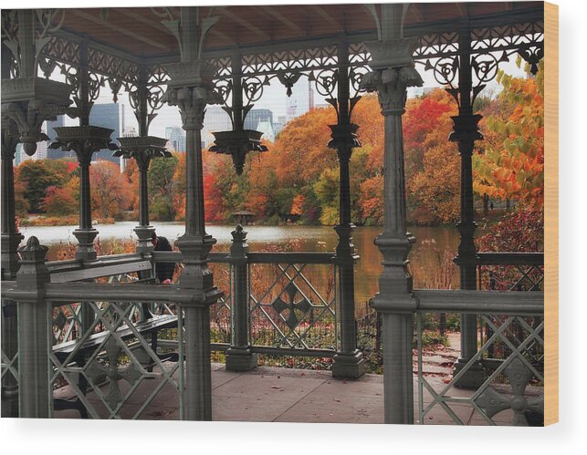 Central Park Wood Print featuring the photograph Autumn at The Ladies Pavilion by Jessica Jenney