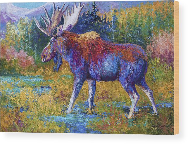 Moose Wood Print featuring the painting Autumn Glimpse by Marion Rose