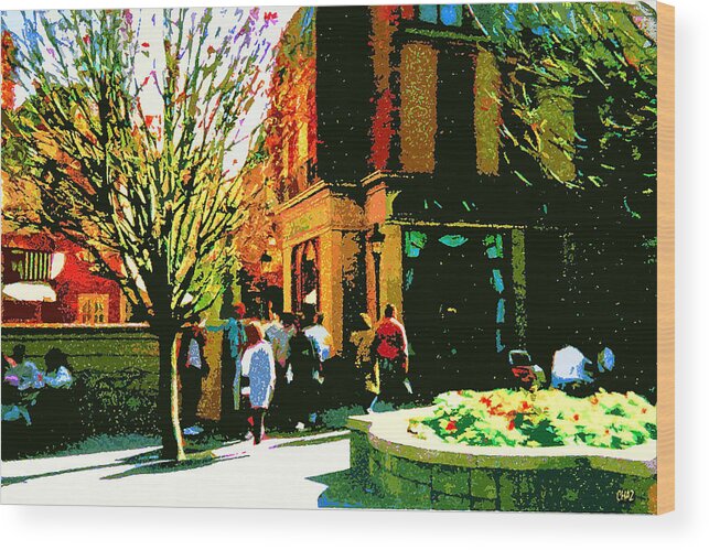 Autumn Wood Print featuring the painting Autumn Shoppers by CHAZ Daugherty