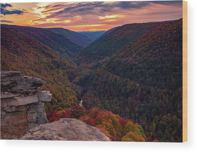 Sunset Wood Print featuring the photograph Autumn Sunset at Lindy Point #1 by C Renee Martin