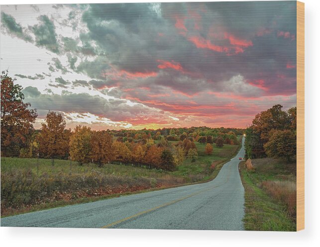 America Wood Print featuring the photograph Autumn Sunset on Fire by Gregory Ballos