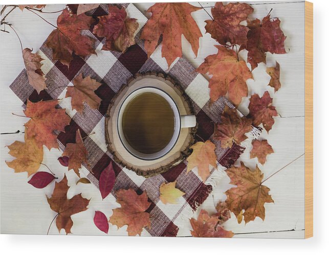 Tea Wood Print featuring the photograph Autumn Tea Time by Kim Hojnacki