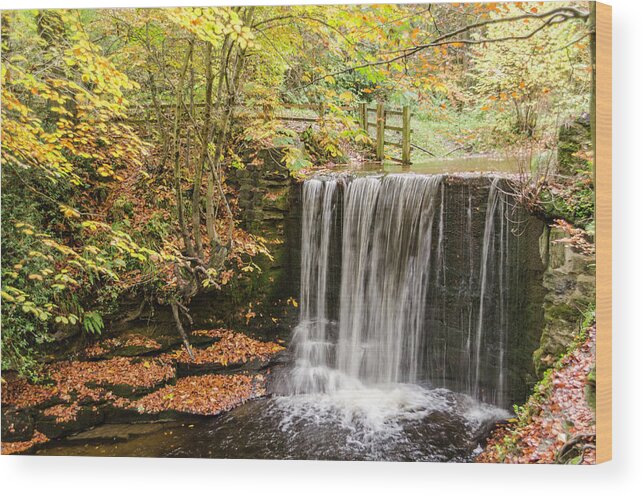 Nature Wood Print featuring the photograph Autumn Waterfall by Spikey Mouse Photography
