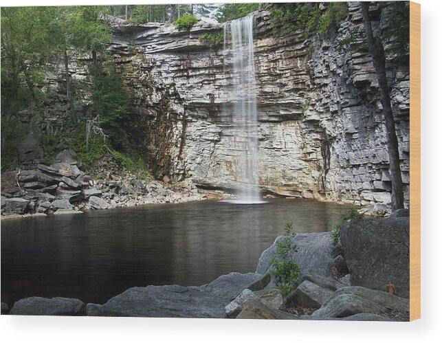 Waterfall Wood Print featuring the photograph Awosting Falls in July II by Jeff Severson