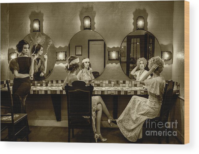Aztec Hotel Wood Print featuring the photograph Aztec Hotel Ladies Lounge by Sad Hill - Bizarre Los Angeles Archive