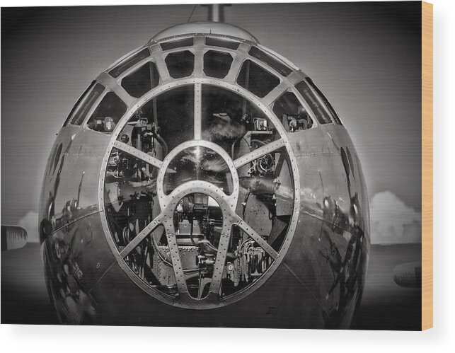 Black And White Wood Print featuring the photograph B-29 by Richard Gehlbach