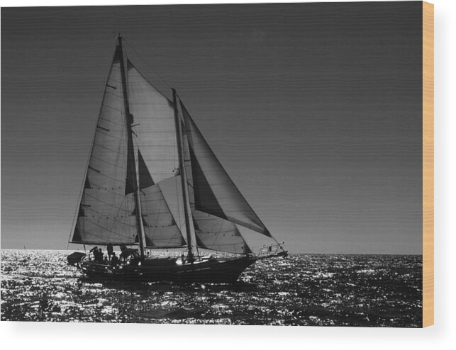 Sailing Wood Print featuring the photograph Backlit Schooner 2 by David Shuler