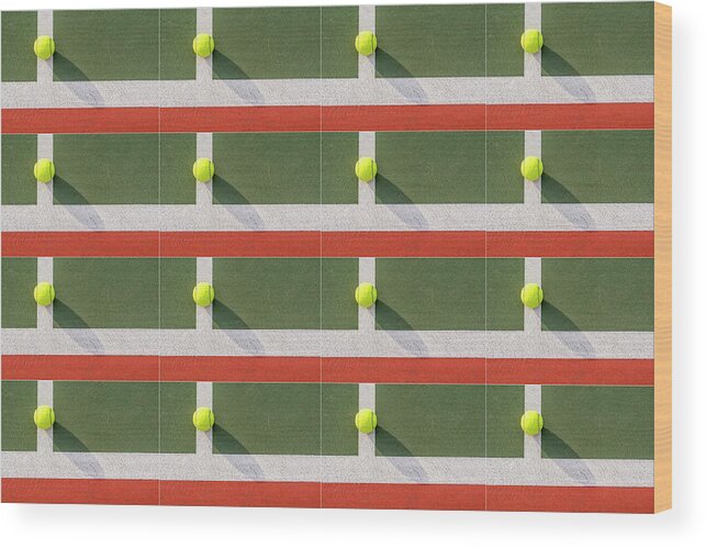 Tennis Wood Print featuring the photograph Balls On The Court by Joseph S Giacalone