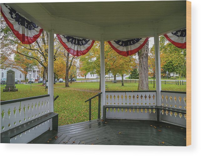 Gazebo Wood Print featuring the photograph Bandstand View in Fall by Kevin Craft