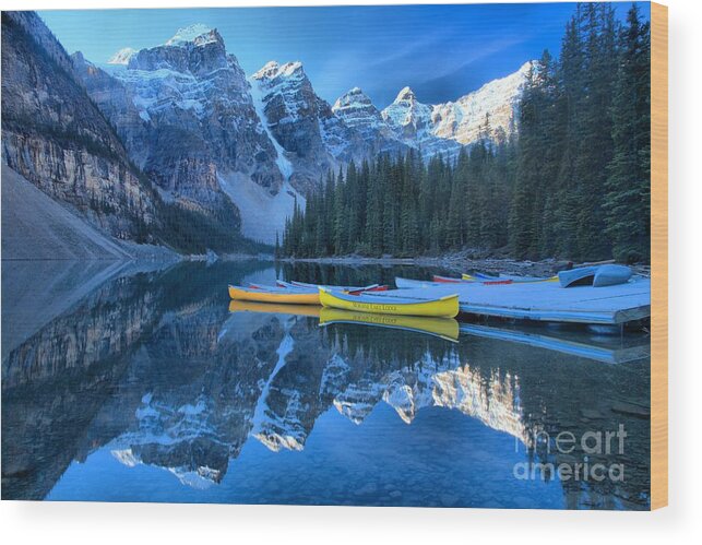 Moraine Lake Wood Print featuring the photograph Banff Moraine Lake Reflections by Adam Jewell