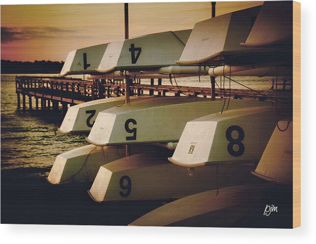 Banks Channel Wood Print featuring the photograph Banks Channel Boat Stack by Phil Mancuso