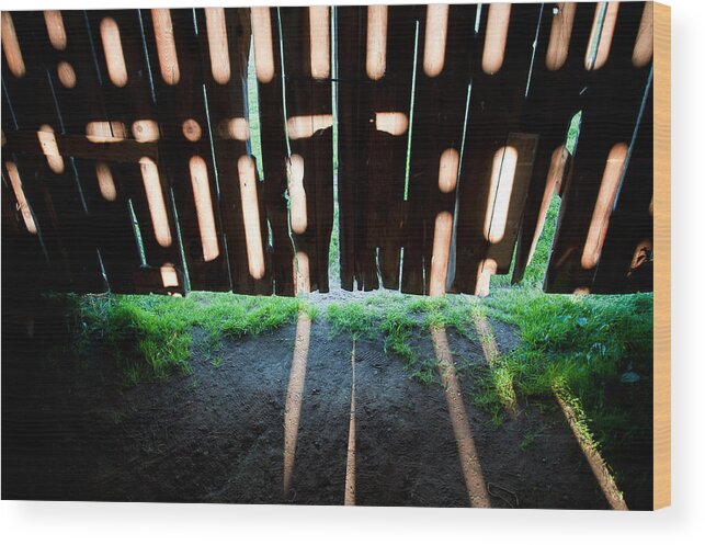 Barn Wood Print featuring the photograph Barn Interior Shadows by Steven Dunn