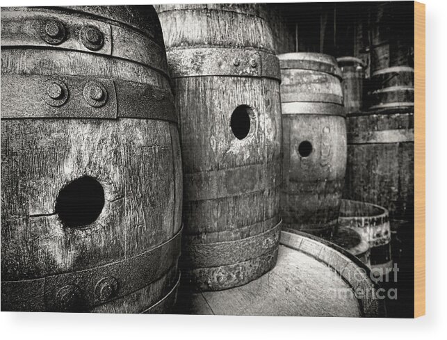 Barrel Wood Print featuring the photograph Barrels of Laugh Past by Olivier Le Queinec