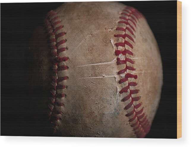 Sports Wood Print featuring the photograph Baseball Closeup by Eugene Campbell