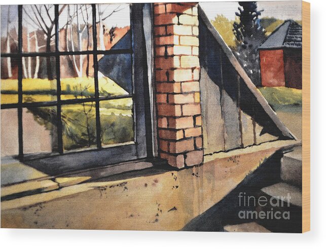 Basement Wood Print featuring the painting Basement door by Christopher Shellhammer