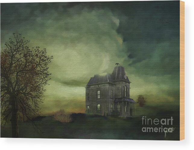 Bates Motel . Phsyco Wood Print featuring the mixed media Bates Residence by Jim Hatch