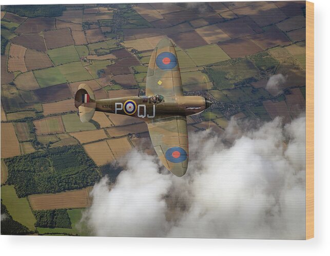 Battle Of Britain Wood Print featuring the photograph Battle of Britain Spitfire by Gary Eason