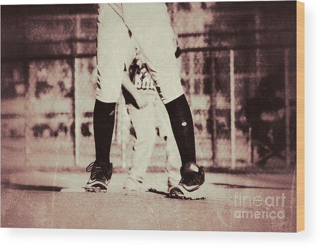Pitcher With Holes In His Socks Wood Print featuring the photograph Battle on the Mound by Leah McPhail