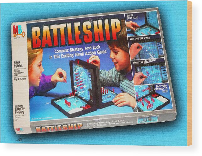 Battleship Wood Print featuring the painting Battleship Board Game Painting by Tony Rubino