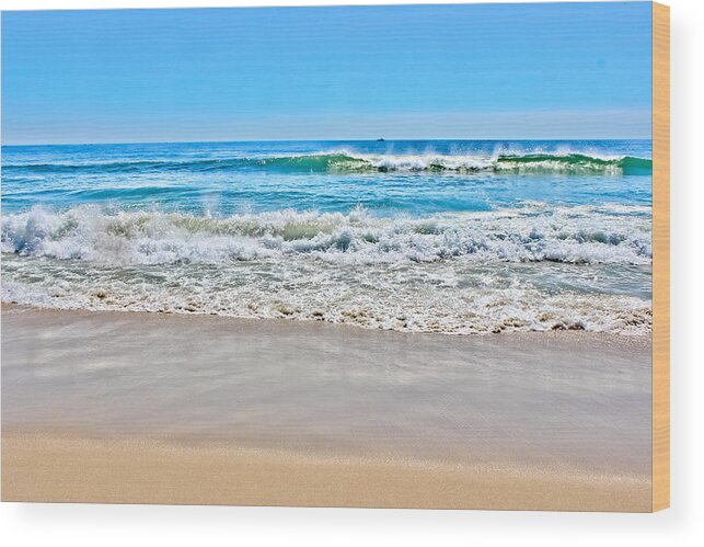 Ocean Wood Print featuring the photograph Beach and Ocean Waves by Colleen Kammerer