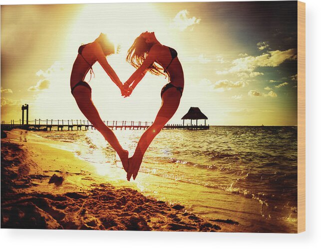 Beach Wood Print featuring the photograph Beach Love by Ed Gregory