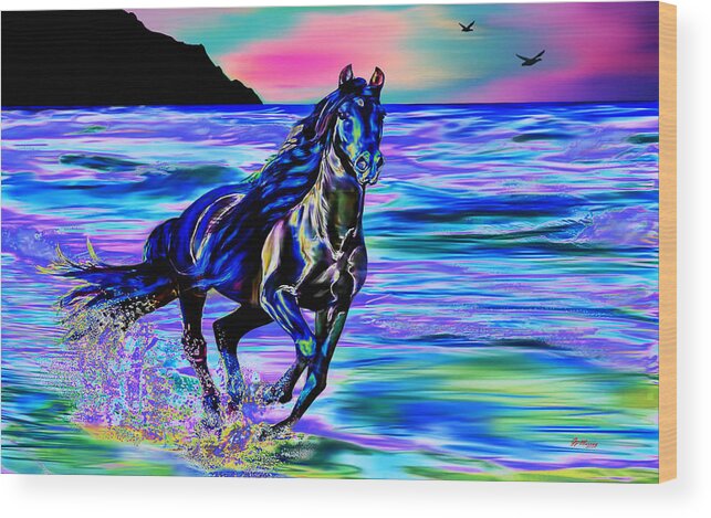 Water Wood Print featuring the digital art Beach Horse by Gregory Murray