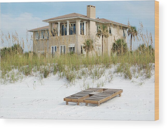 Destin Wood Print featuring the photograph Beach House Vacation Home Above Sand Dunes Destin Florida by Shawn O'Brien