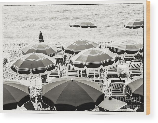 Beach Wood Print featuring the photograph Beach umbrellas in Nice by Elena Elisseeva