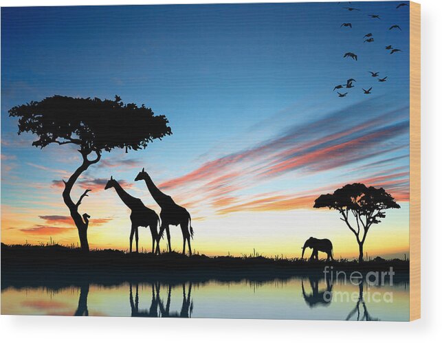 Beautiful Wood Print featuring the photograph Beautiful Animals In Safari by Boon Mee