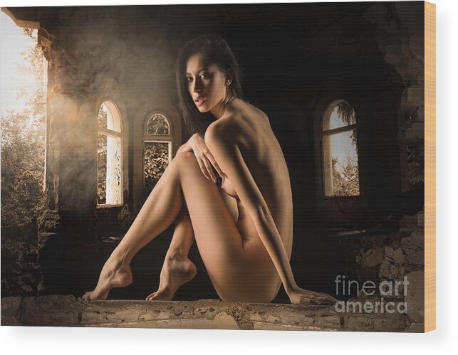 Old Asian Art Nude - Beautiful asian naked woman sitting on an old chair in an empty grunge room  Wood Print by Catalin Eremia - Fine Art America