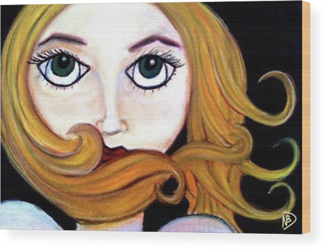  Wood Print featuring the drawing Beautiful Blonde by Nicole Dumond-Barry