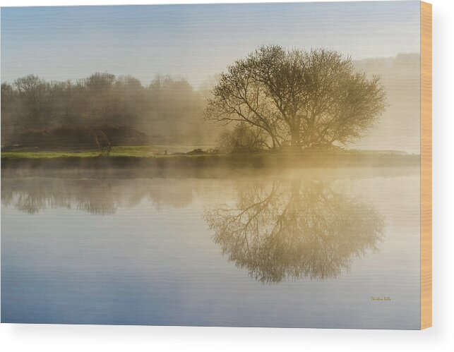 Sunrise Wood Print featuring the photograph Beautiful Misty River Sunrise by Christina Rollo