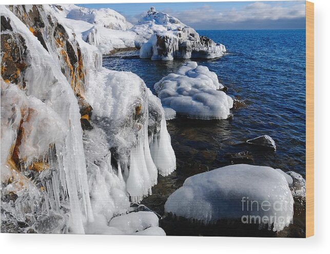 Ice Wood Print featuring the photograph Beautiful Superior Ice by Sandra Updyke