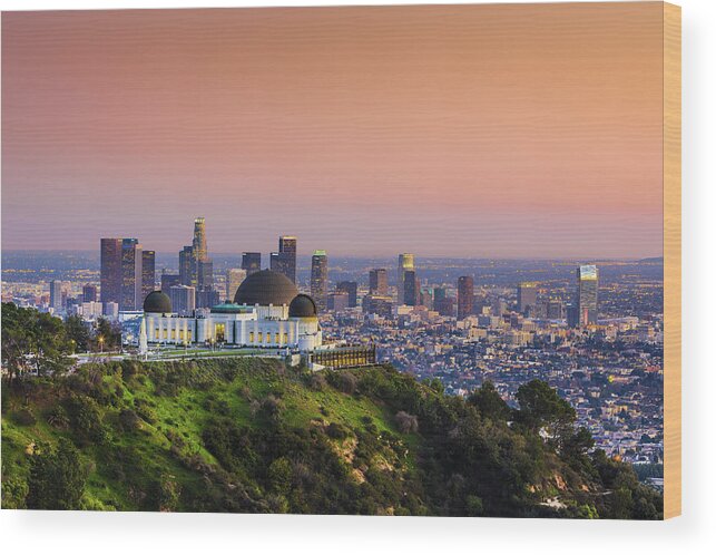 Griffith Observatory Wood Print featuring the photograph Beauty on the hill by Scott Campbell