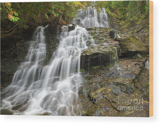 Beaver Brook Wood Print featuring the photograph Beaver Brook Falls - Colebrook New Hampshire by Erin Paul Donovan