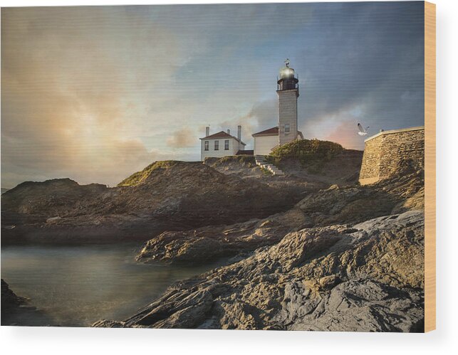 Lighthouse Wood Print featuring the photograph Beavertail Light by Robin-Lee Vieira