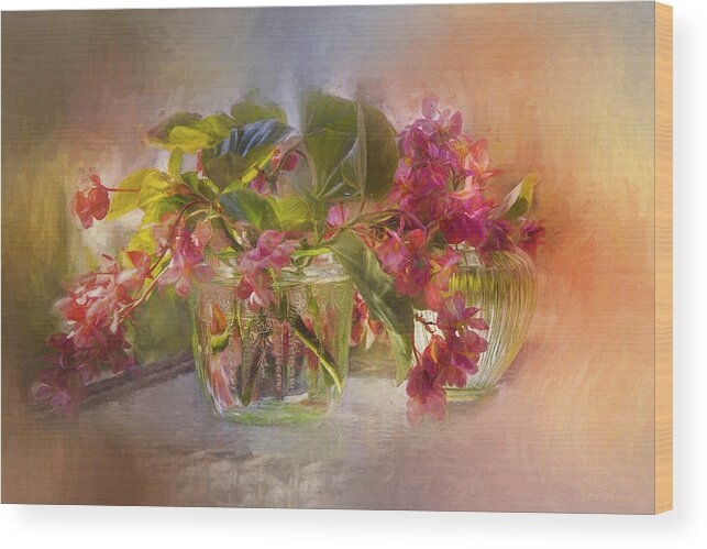Floral Wood Print featuring the photograph Begonias by John Rivera