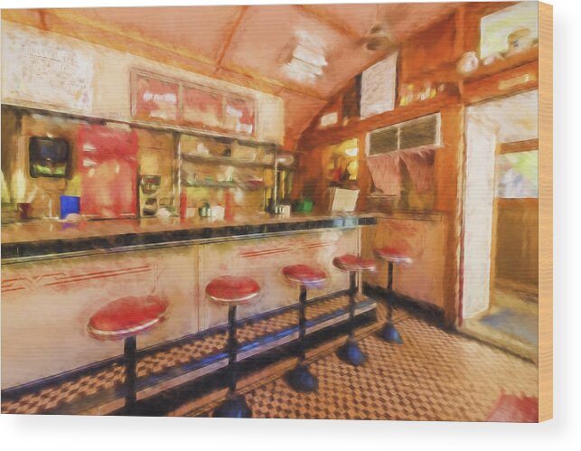 Miss Bellows Falls Diner Wood Print featuring the photograph Bellows Falls Diner by Tom Singleton