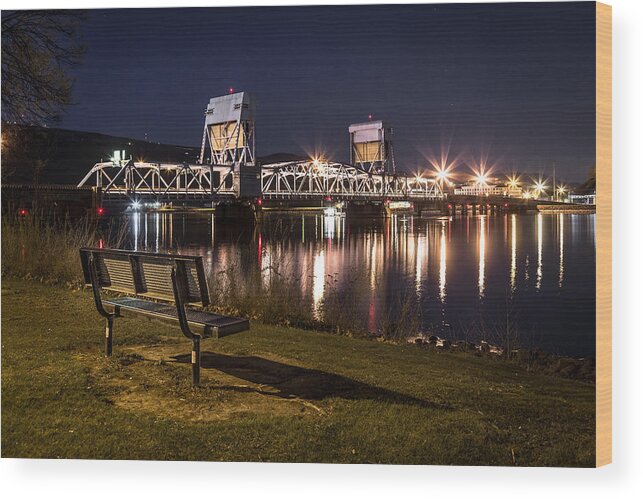 Lewiston Wood Print featuring the photograph Bench in the Dark by Brad Stinson