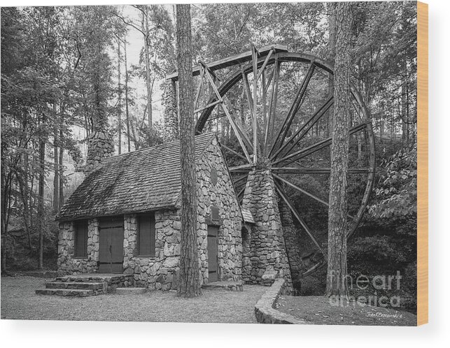 Berry College Wood Print featuring the photograph Berry College Old Mill Wheel by University Icons