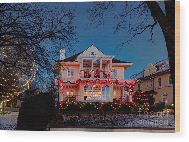 Architecture Wood Print featuring the photograph Best Christmas Lights Lake of the Isles Minneapolis by Wayne Moran