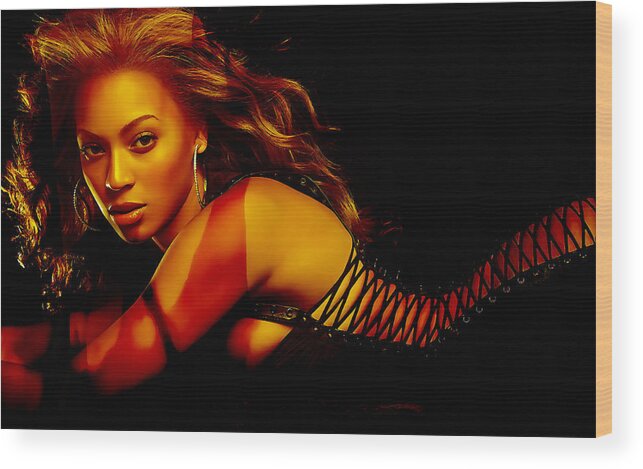 Beyonce Paintings Wood Print featuring the mixed media Beyonce by Marvin Blaine