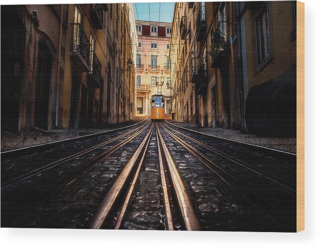 Lisbon Wood Print featuring the photograph Bica by Jorge Maia
